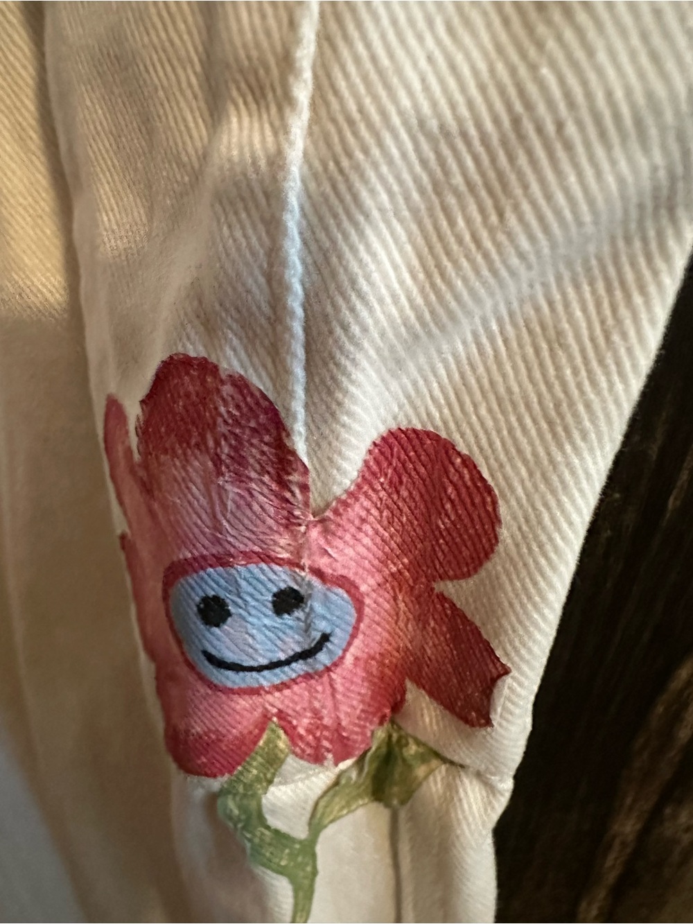 PacSun High Rise Carpenter Jeans Size 25 White Floral Butterfly Cargo Y2K Barbie - Picture 7 of 8